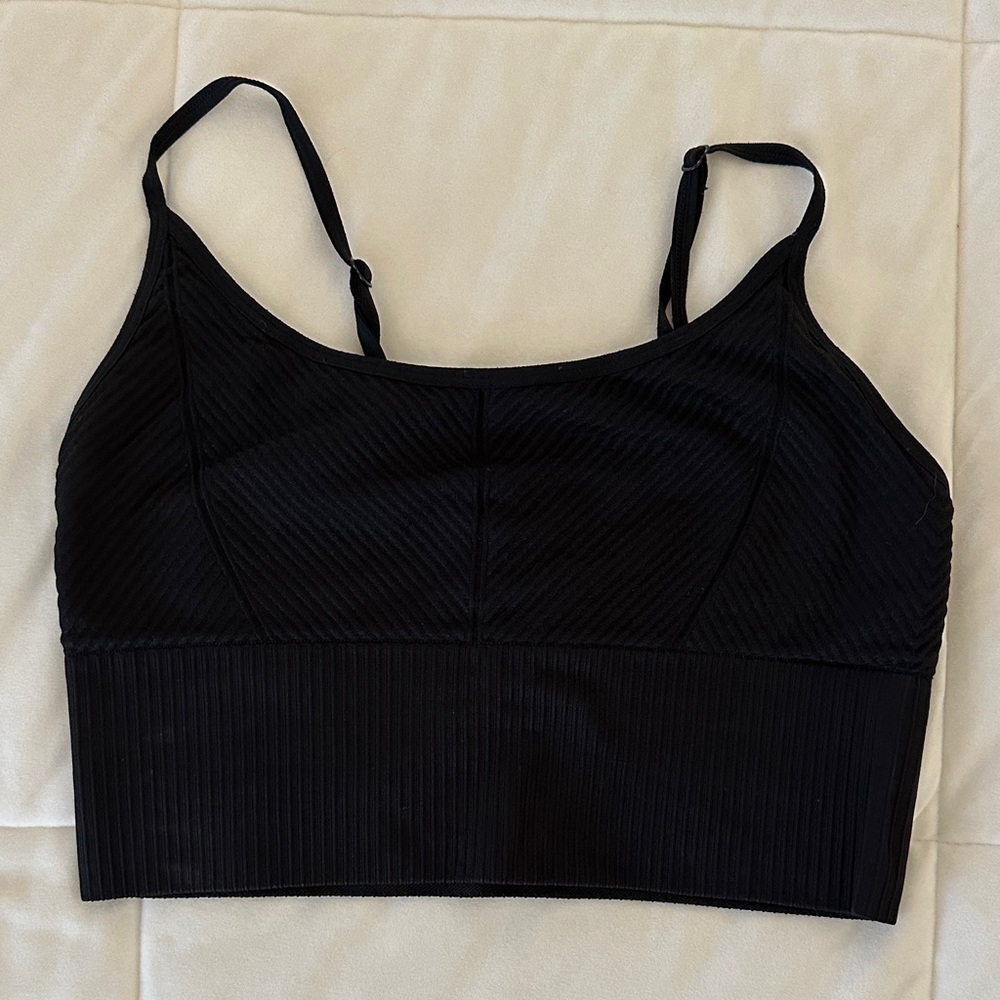 PINK Victoria's Secret Black Ribbed Sports Bra